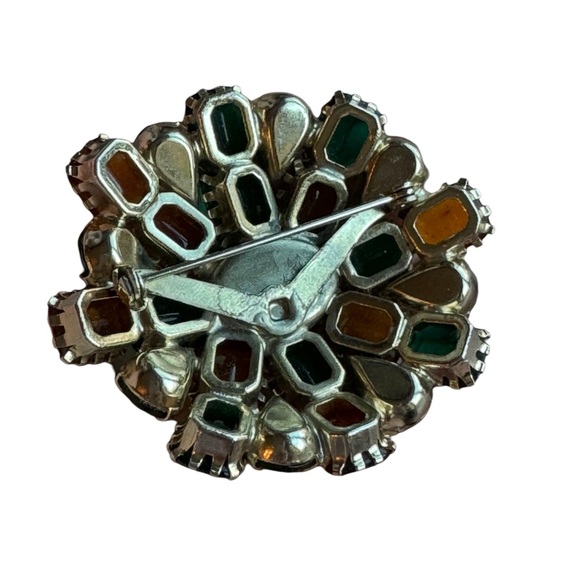 Vintage C1960s Crystal green amber brooch LG Juliana ? - Picture 10 of 13